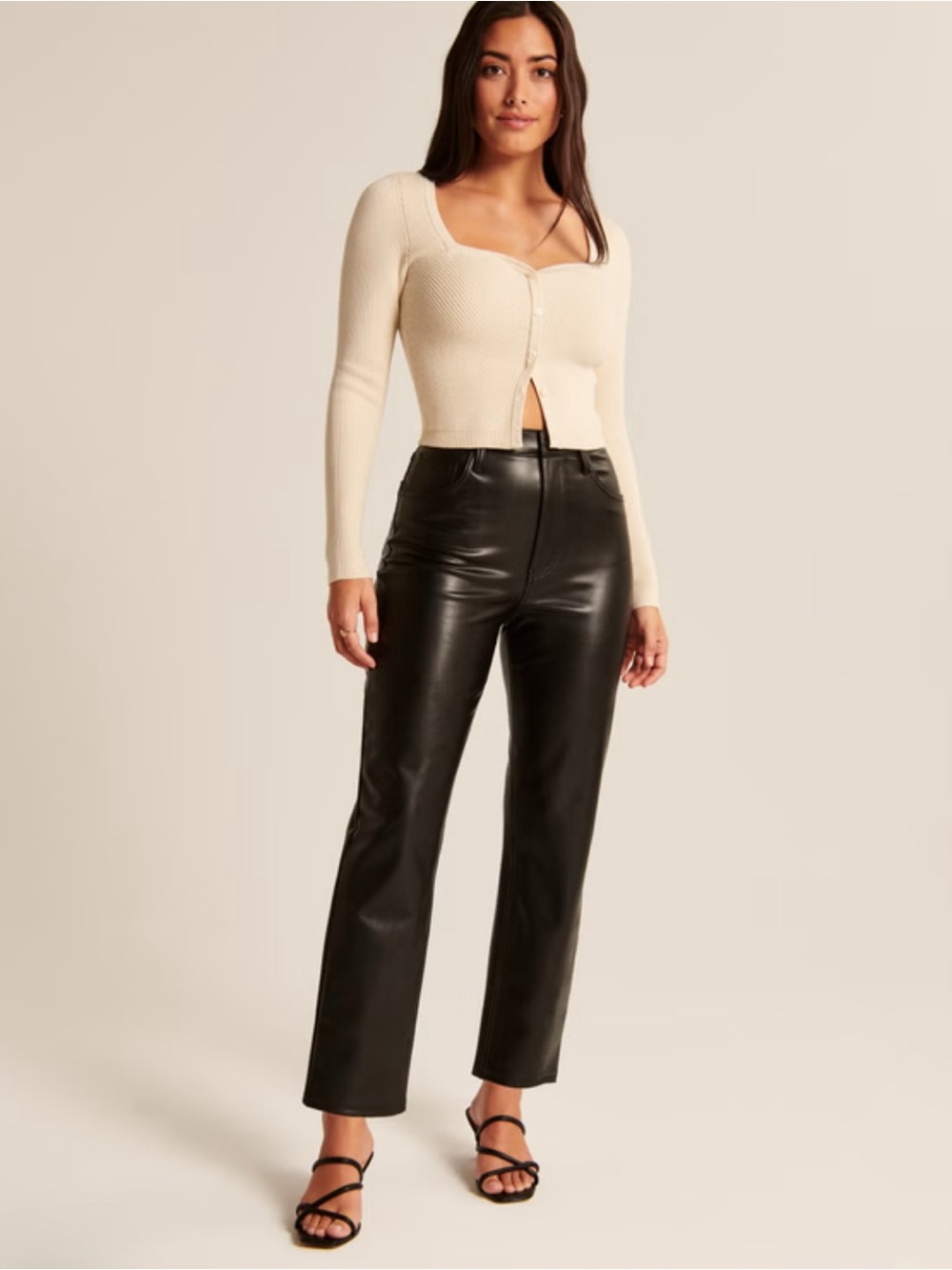 Abercrombie & Fitch curve love vegan leather ankle straight pant size 28